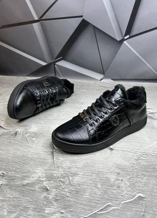 Чоловічі зимові кеди billionaire з натуральної шкіри у середині хутро, зимние...