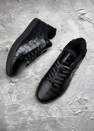 Чоловічі зимові кеди billionaire з натуральної шкіри у середині хутро, зимние...