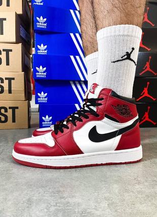 Мужские всесезонные nike air jordan 1 retro high red white black