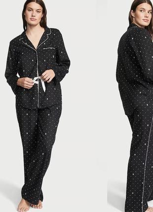 Фланелевий піжамний комплект victoria's secret flannel long pajama set size s regular