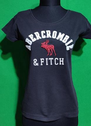 Женская черная футболка abercrombie & fitch 100% cotton, размер xl (реально s)1 фото