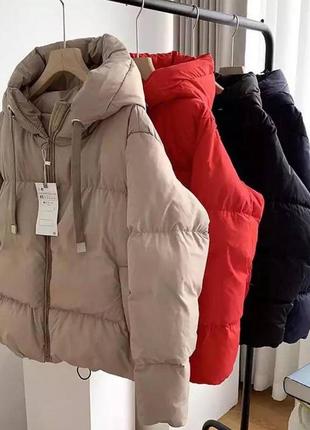 Женская осенняя зимняя короткая куртка,женская зимняя короткая куртка осенняя баллоновая,пуфер,пуффер,пуховик тёплая, теплый, оверсайз матовая1 фото