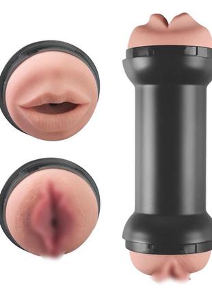 Мастурбатор для мужчин в колбе двусторонний рот вагина lovetoy double side stroker mouth and pussy