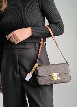 Жіноча сумка celine shoulder bag claude in triomphe canvas and calfskin tan