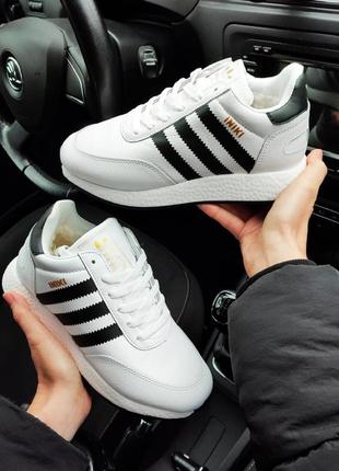 Кросівки yeezy adidas iniki білі (хутро)🔥