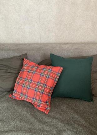 Новогодняя наволочка 45*45 в клетку шотландку с хлопка