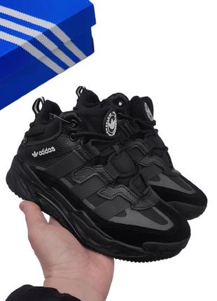 Зимние кроссовки adidas niteball черные (мех)❄️