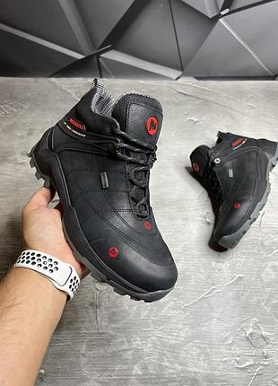 Зимние мужские ботинки Jacket black red (мех) 40-42-43-44