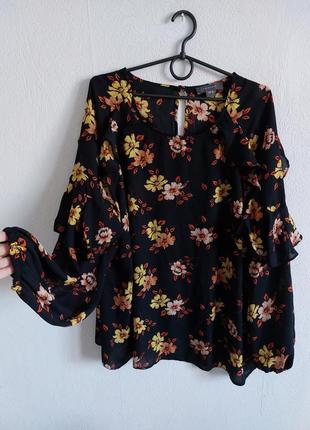 Стильная шифоновая блуза в цветочный принт