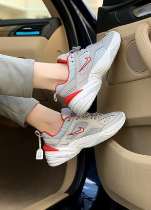 Кросівки жіночі nike m2k tekno grey white red reflective