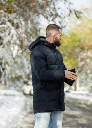 Зимова подовжена чоловіча куртка5 фото
