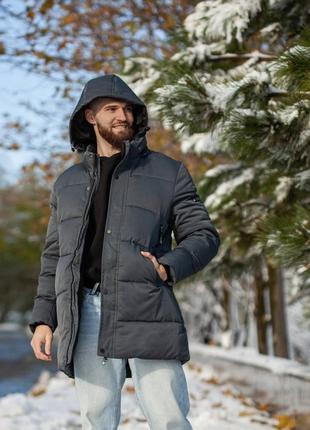 Зимова подовжена чоловіча куртка2 фото