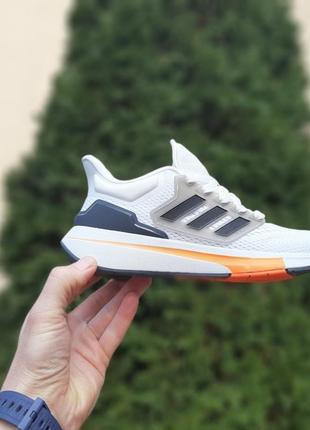 Брендовые женские кроссовки adidas eq 21 run белые с черным и оранжевым9 фото