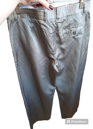 Zara сатиновые брюки из смесового льна и хлопка9 фото
