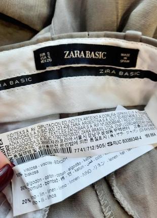 Zara сатинові штани зі змішаного льону та бавовни10 фото