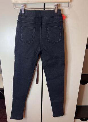 Джинсы черные джинс новые на резинке с утеплением плотная ткань высокая посадка девочка5 фото