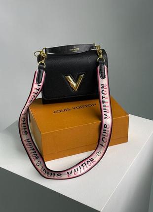 Женская сумка louis vuitton twist mm bag black/gold9 фото