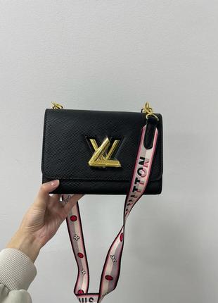 Женская сумка louis vuitton twist mm bag black/gold3 фото