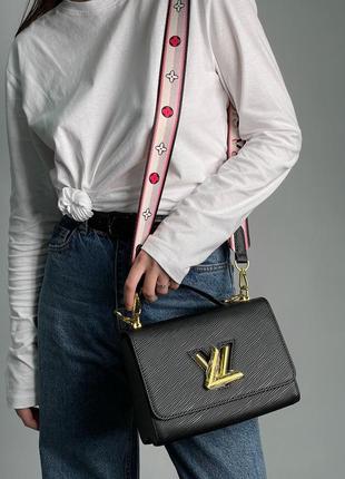 Женская сумка louis vuitton twist mm bag black/gold5 фото