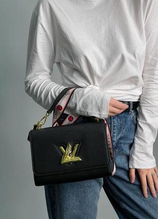 Женская сумка louis vuitton twist mm bag black/gold8 фото