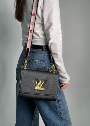 Женская сумка louis vuitton twist mm bag black/gold7 фото