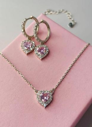 Серебряное колье и серьги