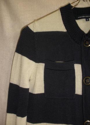 Удлиненный шерстяной полосатый кардиган кофта на пуговицах с карманами3 фото