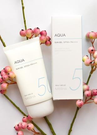 Сонцезахисний зволожуючий гель missha all around safe block aqua sun gel spf50+ pa++++3 фото