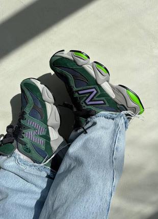 Розкішні жіночі кросівки new balance 9060 nightwatch green premium малахітові5 фото