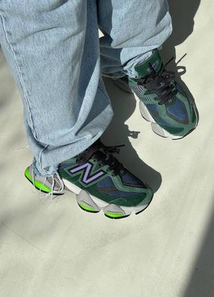 Розкішні жіночі кросівки new balance 9060 nightwatch green premium малахітові7 фото