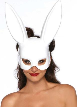 Маска кролика leg avenue masquerade rabbit mask white, длинные ушки, на резинке