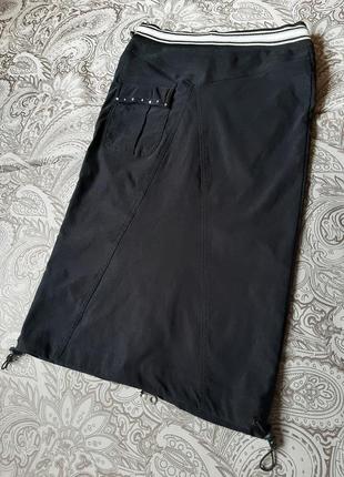 Стильная юбка чёрная стрейч карандаш плотная зауженная миди резинка тканевая carmen 366 фото