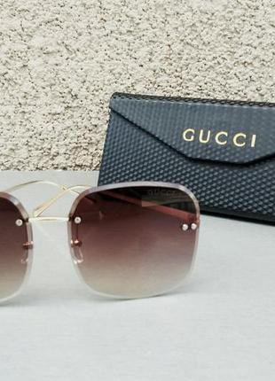 Gucci окуляри жіночі сонцезахисні безоправные червоно коричневі з градієнтом3 фото