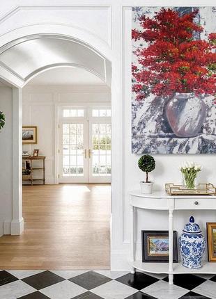 Картина натюрморт с цветами "красные цветы " 50*70 см