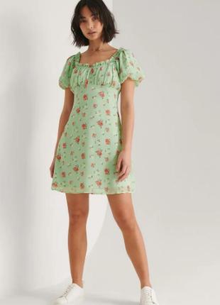 Жіноча сукня міні na-kd frilled mini dress rose green eu 38