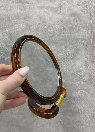 Дзеркало настільне двостороннє пластикове коричневе mirror 417-63 фото