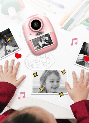 Мини фотоапарат дитячий з моментальним друком pink/рожева8 фото