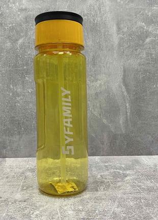 Бутылка для воды пластиковая с трубочкой 1 л stenson ww00649 желтая