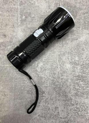 Ліхтарик ручний на батарейках із фокусуванням чорний маленький-кишеньковий sooya sy3061 фото