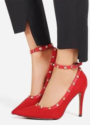 Красные женские туфли с ремешком под вечернее платье 38 размер vices