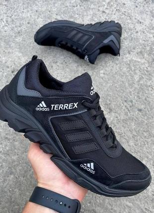 Мужские кроссовки осень весна adidas terrex натуральный нубук и водонепроницаемая кордура черные