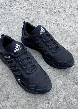 Мужские кроссовки осень весна adidas terrex натуральный нубук и водонепроницаемая кордура черные6 фото
