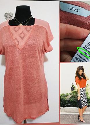 Фирменная стильная льняная блузка футболка 100% лён трикотаж супер качество!!!