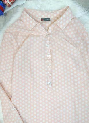Женская рубашка street one с длинным рукавом розовая в белый горошек размер 42/46/162 фото