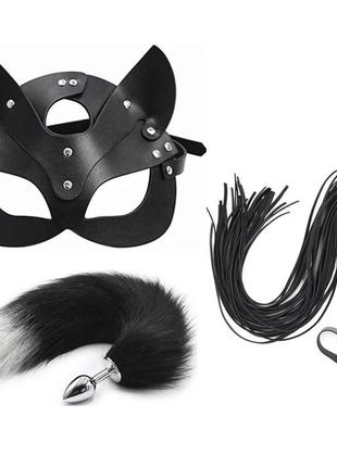 Маска кішечки + плетка + хвіст секс іграшки для дорослих іграшки бдсм набори інтимні іграшки для дорослих