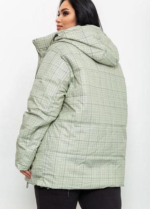Куртка женская в клетку  демисезонная  батал, цвет оливковый, 224rp0364 фото