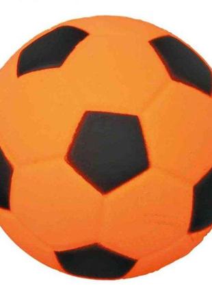 Игрушка для собак мяч футбольный со звуком 6,5 см, оранжевый
