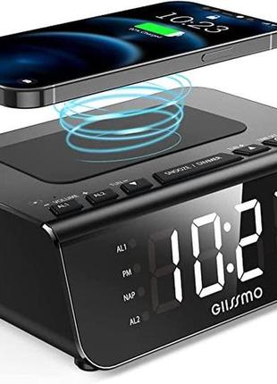 Giissmo b01 цифровой будильник с fm-радио, bluetooth колонка, с беспроводной зарядкой 10 вт