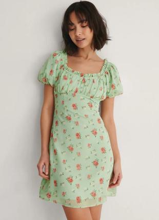 Женское платье мини na-kd frilled mini dress rose green 34 eu3 фото