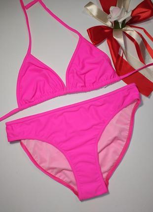 Неоново розовий роздільний купальник  la redoute франція, верх 38, низ 40